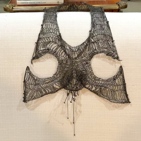 Unique Artisan Woven Silver Wire Chestplate Necklace Wearable Art Armor