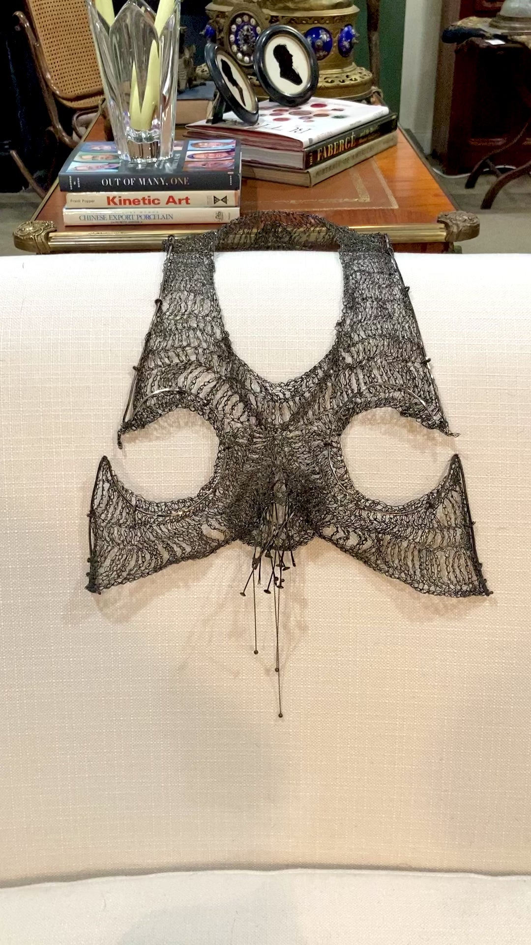 Unique Artisan Woven Silver Wire Chestplate Necklace Wearable Art Armor