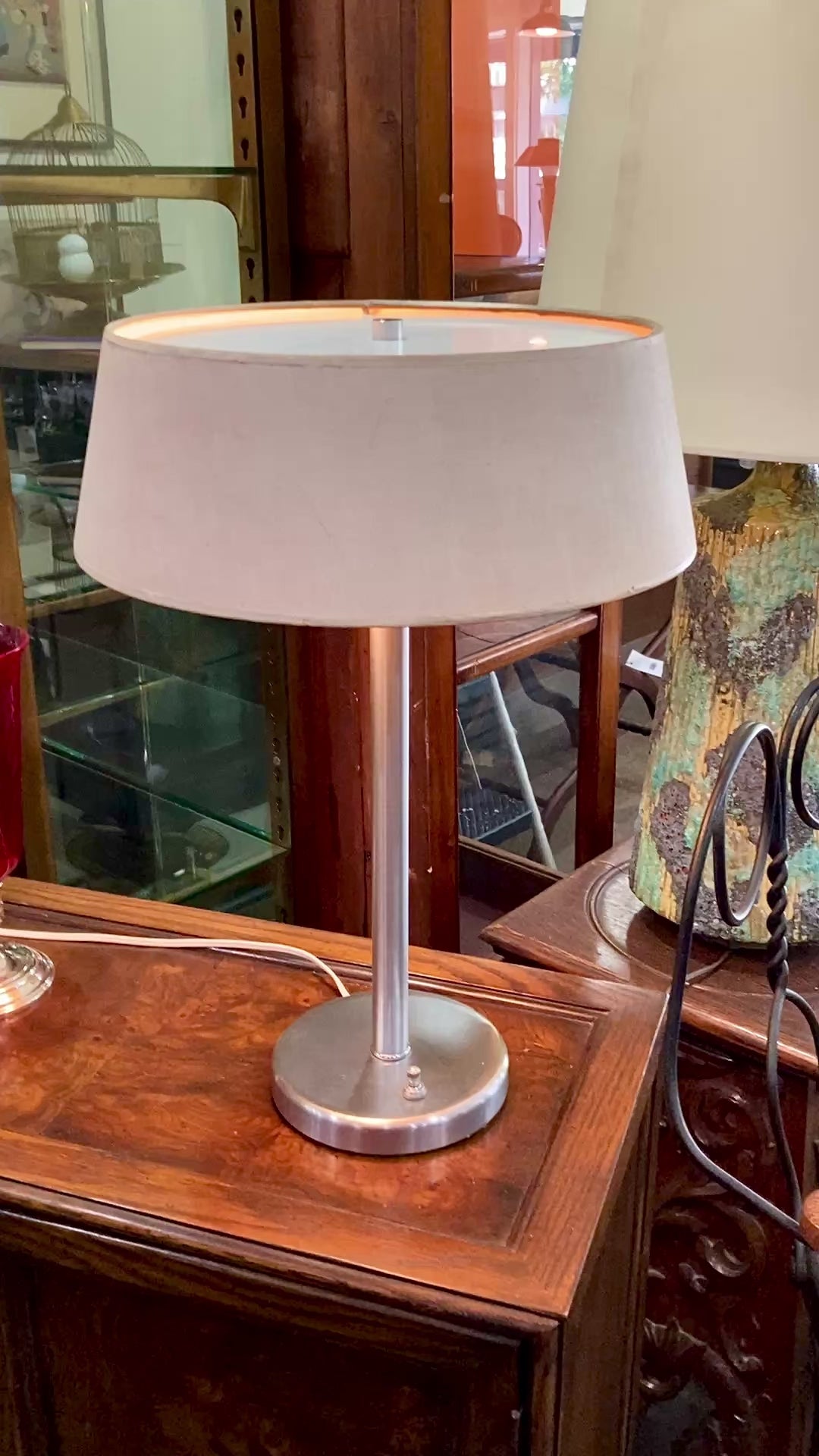 Vintage Walter Von Nessen Studio Sleek Chrome Desk Table Lamp