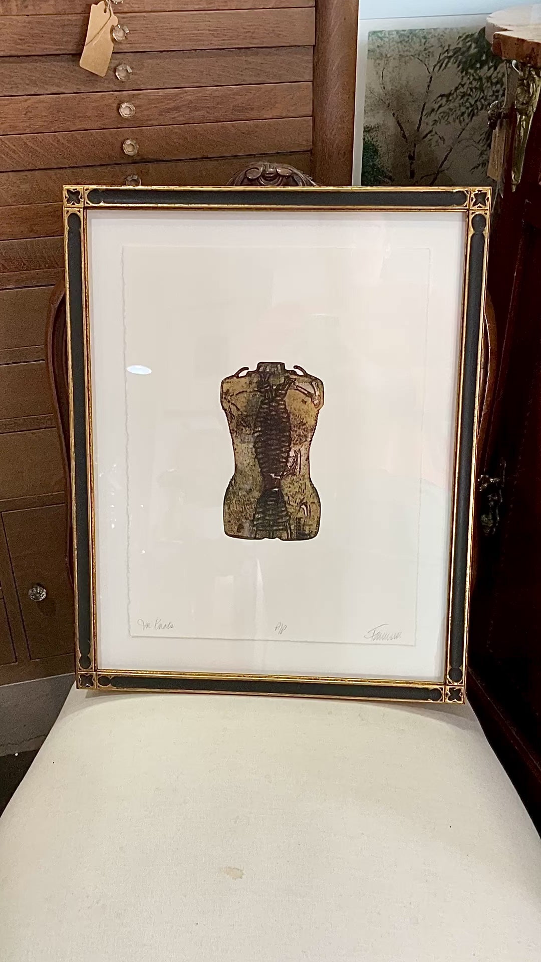 Cleveland Printmaker Phyllis Fannin Artist Proof Torso Framed Aquatint Art