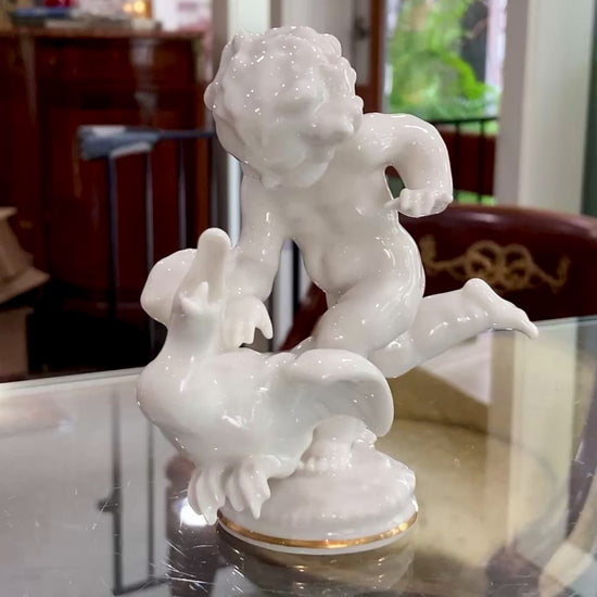 Vintage Hutschenreuther Karl Tutter Putto Chasing Goose Porcelain Figurine