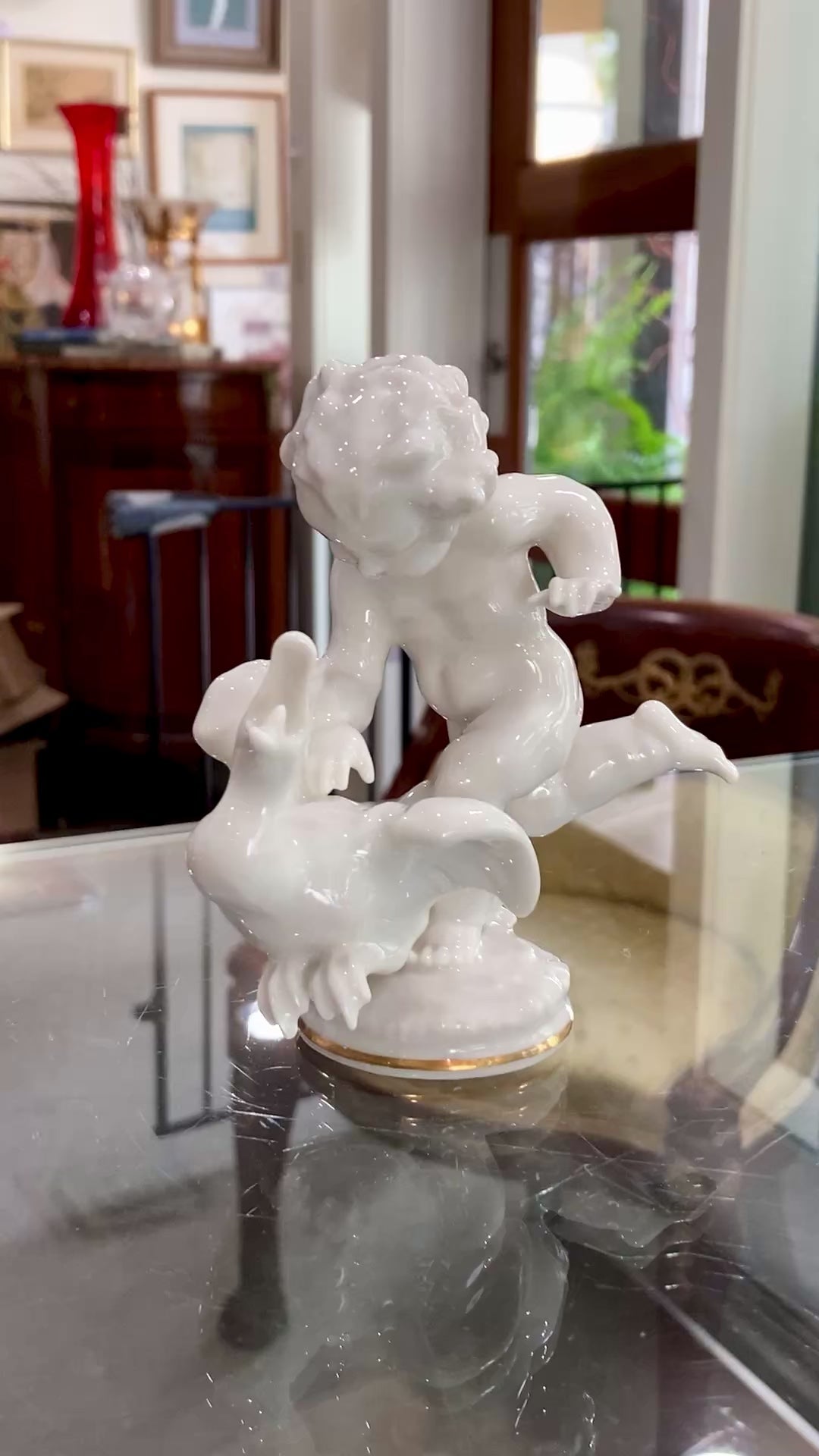 Vintage Hutschenreuther Karl Tutter Putto Chasing Goose Porcelain Figurine
