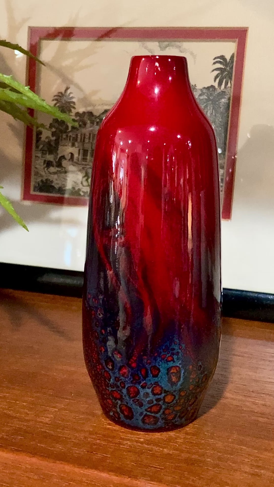 Vintage Royal Doulton Flambe Red Black Glazed 1614 Small Ceramic