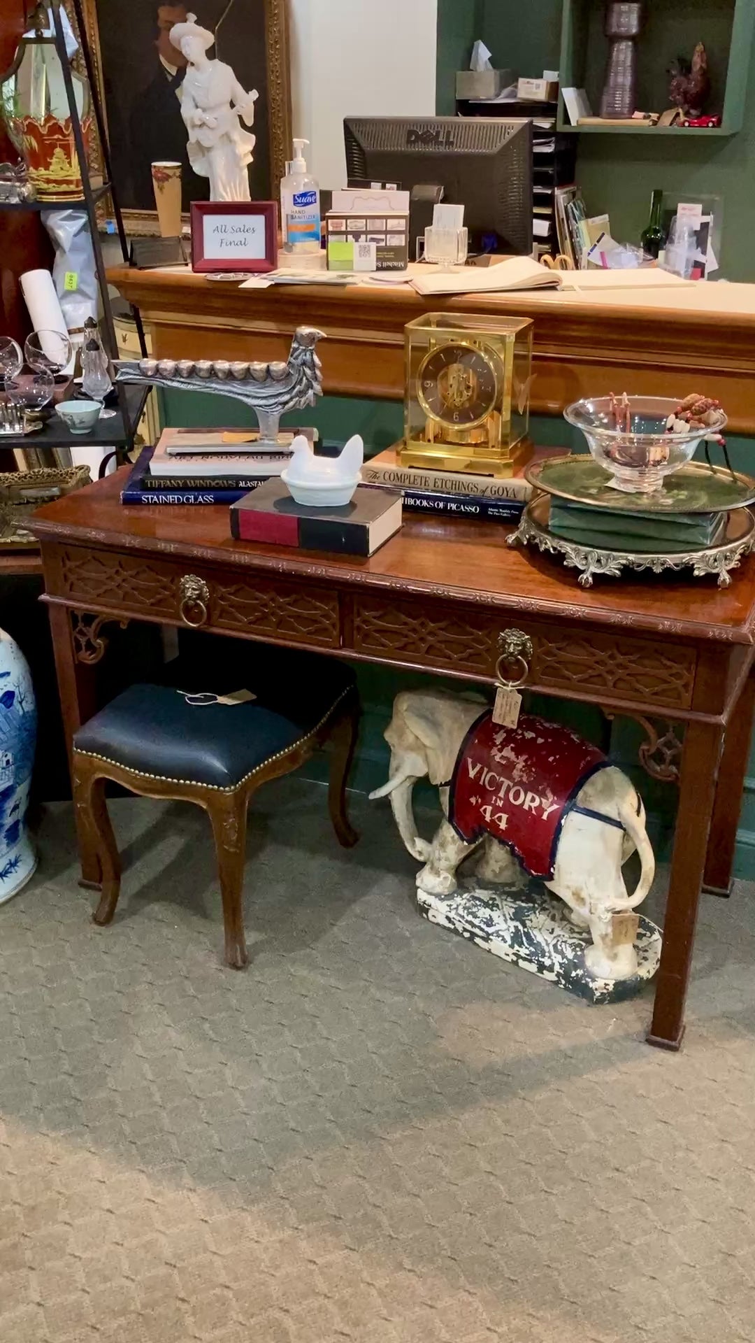Vintage Mahogany Lion Head Charleston Collection Baker Knapp & Tubbs Desk