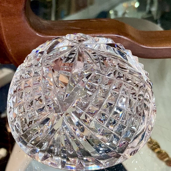 Vintage Waterford Sparkling Cut Clear Crystal Domed Hollow Paperweight Video