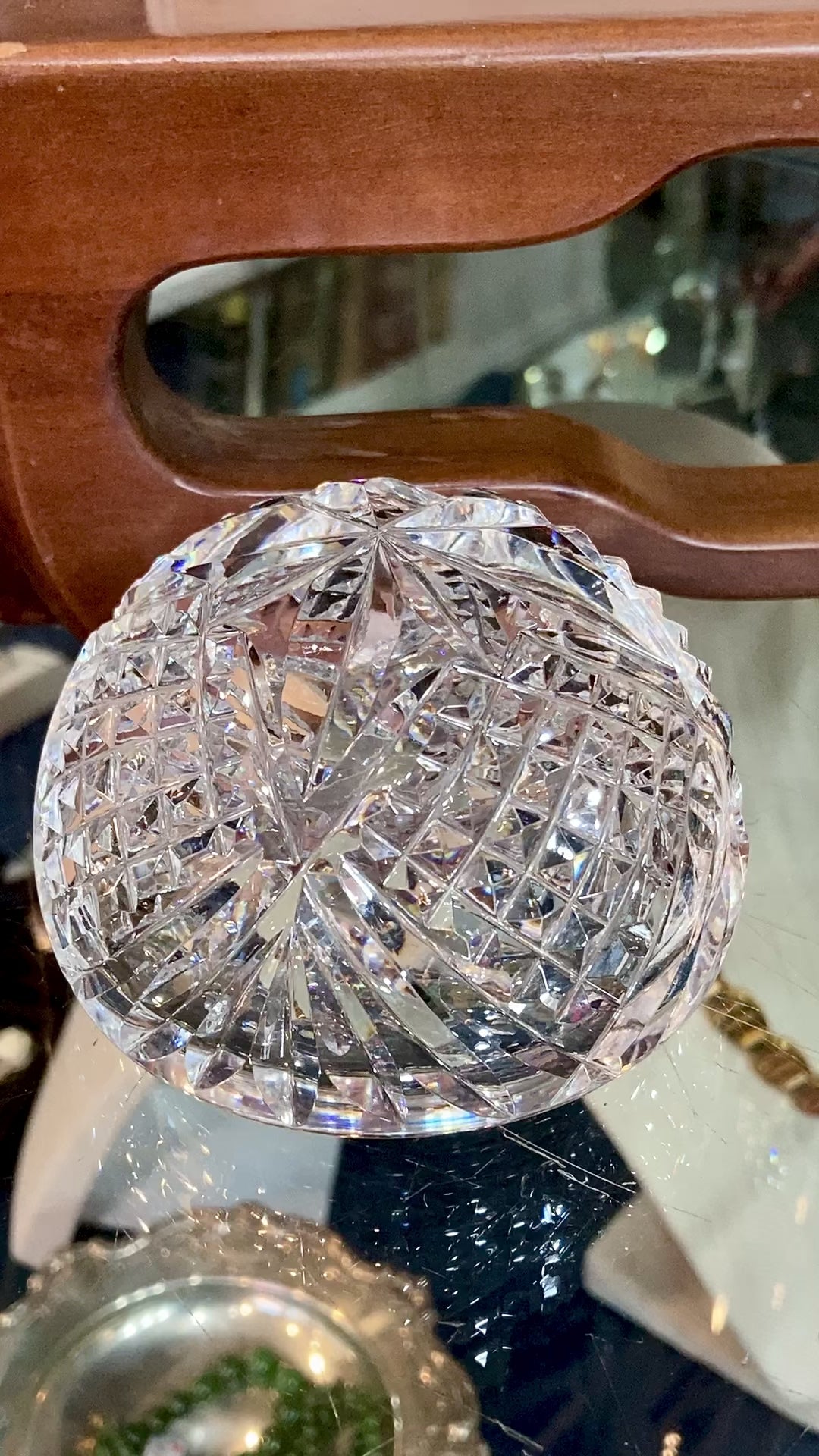 Vintage Waterford Sparkling Cut Clear Crystal Domed Hollow Paperweight Video