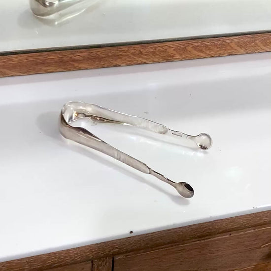 Antique Early 18th Century Nehemiah Dodge Coin Silver Sugar Tongs