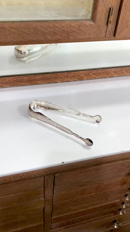 Antique Early 18th Century Nehemiah Dodge Coin Silver Sugar Tongs