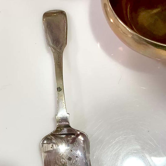 Antique Victorian 19th Century Coin Silver Sugar Shovel Spoon
