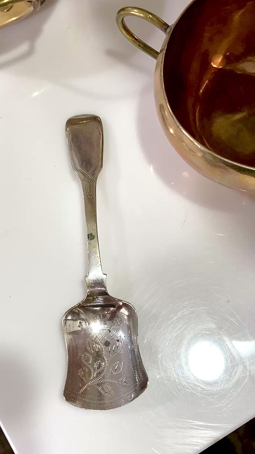 Antique Victorian 19th Century Coin Silver Sugar Shovel Spoon