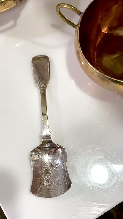 Antique Victorian 19th Century Coin Silver Sugar Shovel Spoon