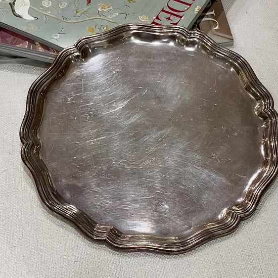 Vintage Barbour Silver Co Electroplated Nickel Silver Chippendale Style Tray