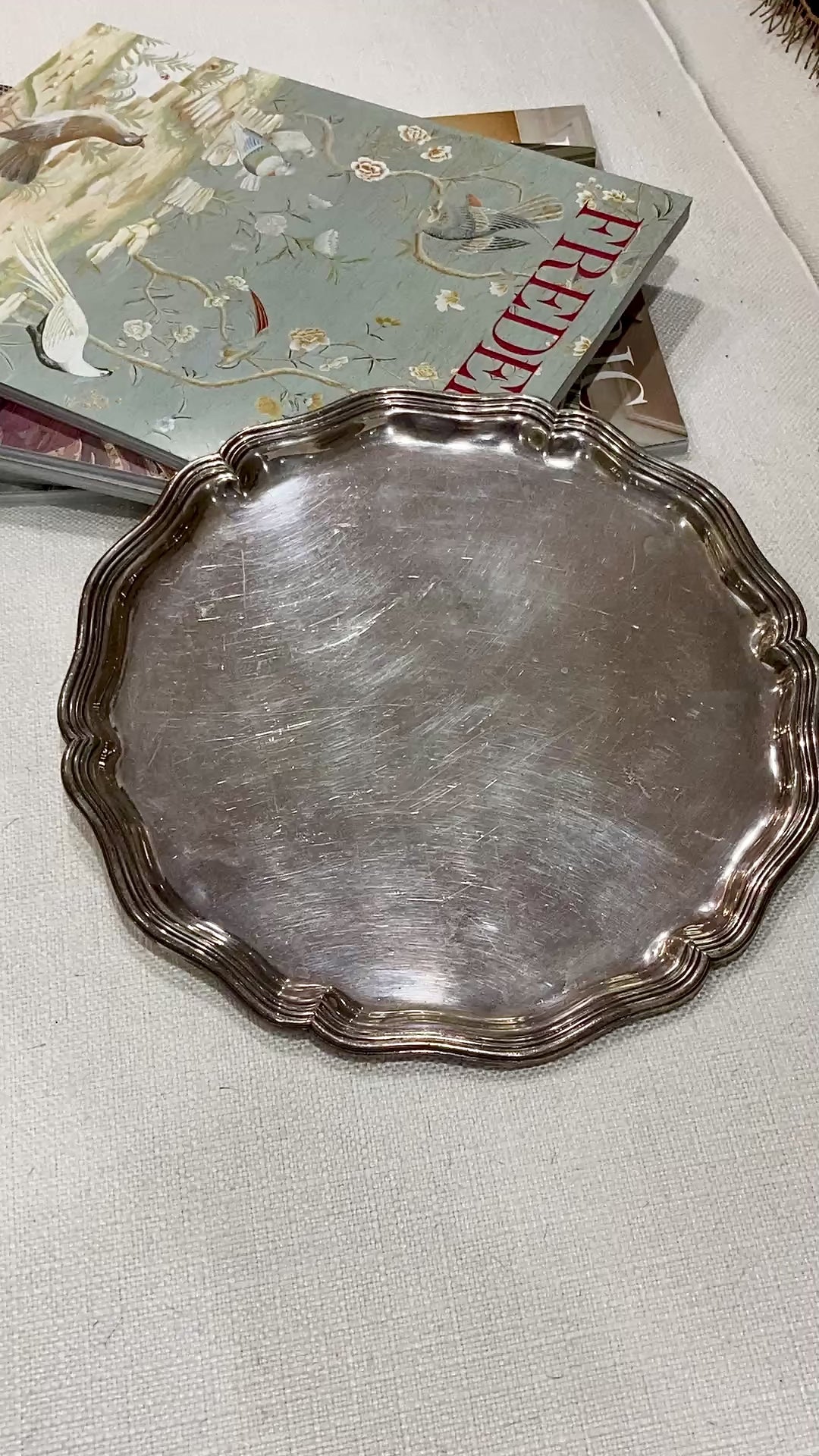 Vintage Barbour Silver Co Electroplated Nickel Silver Chippendale Style Tray
