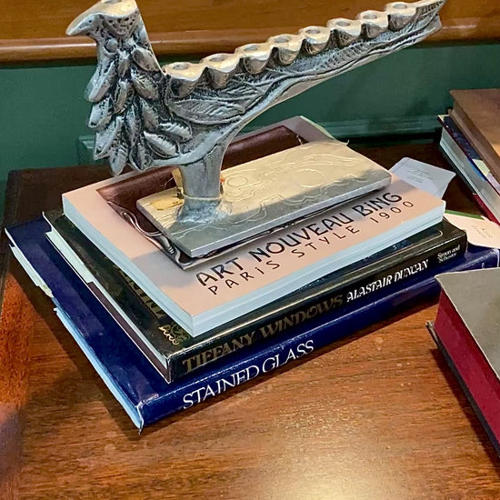 Vintage Don Drumm Studio Silver Aluminum Stylized Bird Shaped Menorah
