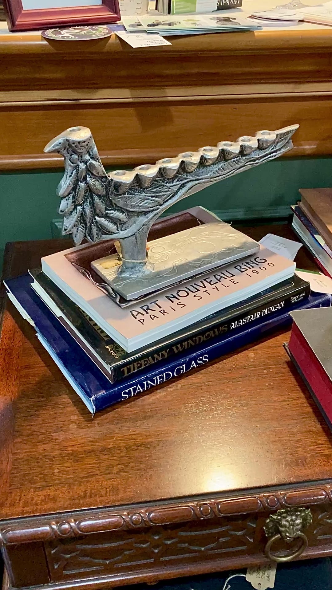 Vintage Don Drumm Studio Silver Aluminum Stylized Bird Shaped Menorah