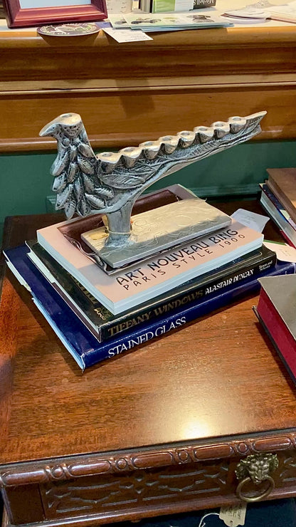 Vintage Don Drumm Studio Silver Aluminum Stylized Bird Shaped Menorah