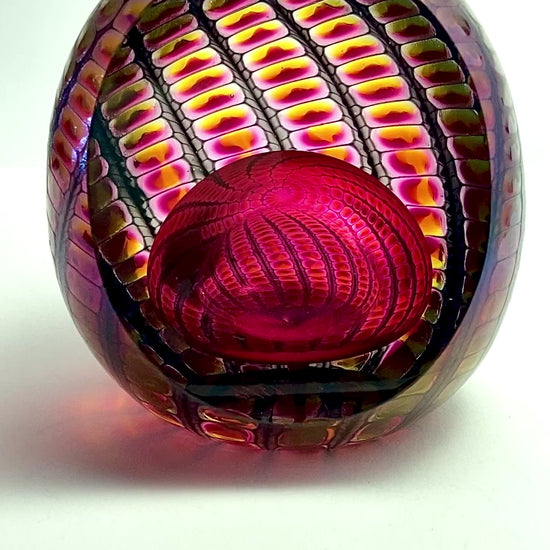 Vintage 1996 Tom Philabaum Handblown Reptile Skin Bubble Glass Paperweight