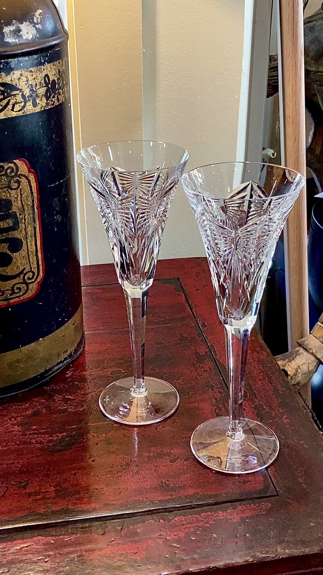 Waterford Millennium Series Happiness Crystal Toasting Flutes Glassware Pair Video