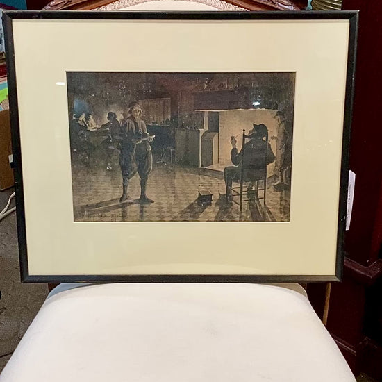 Antique Public House Scene Watercolor Allen B Doggett (1860-1926) Framed Painting