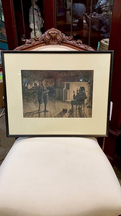 Antique Public House Scene Watercolor Allen B Doggett (1860-1926) Framed Painting