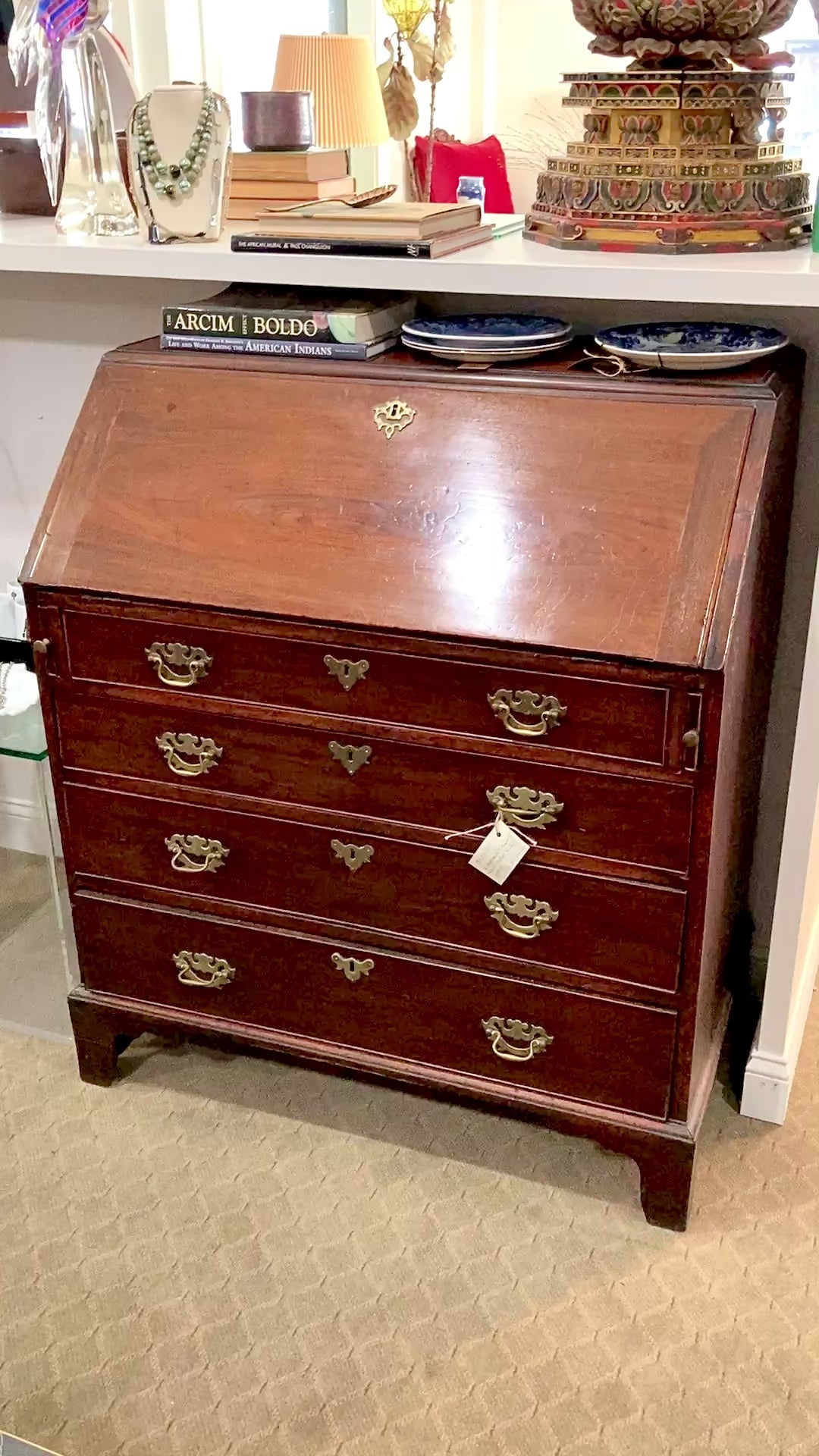 Antique 18th Century English Mahogany Slant Front Dresser Writing Desk