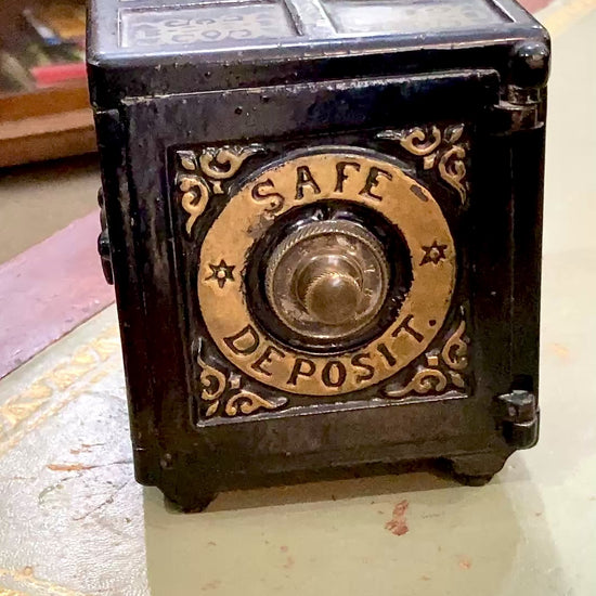 Antique 1890s Henry Hart Co Cast Iron Safe Coin Deposit Still Piggy Bank