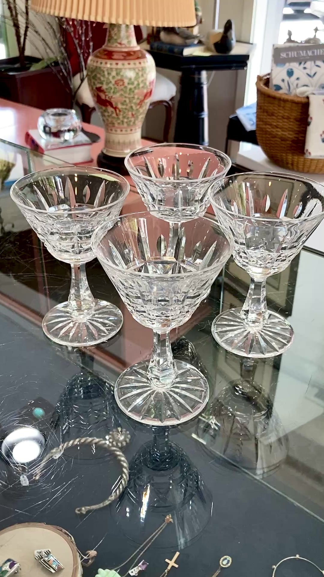 Set of Four Waterford Clear Crystal Kylemore Stemmed Cocktail Glasses