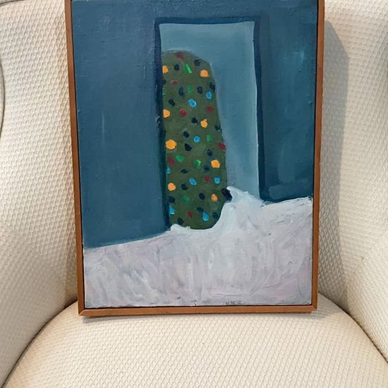 Scott Miller Abstract Shy Christmas Tree Original Framed Canvas Oil Painting