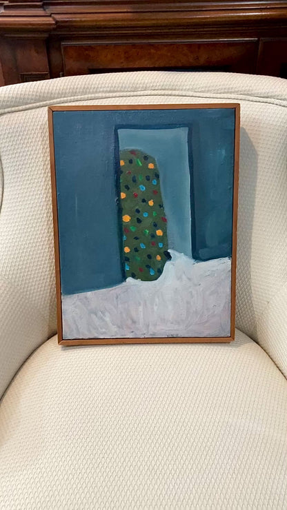Scott Miller Abstract Shy Christmas Tree Original Framed Canvas Oil Painting