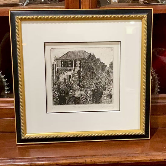 Vintage Roland Richardson Artist Proof New Orleans "The Artists Home" Framed Etching