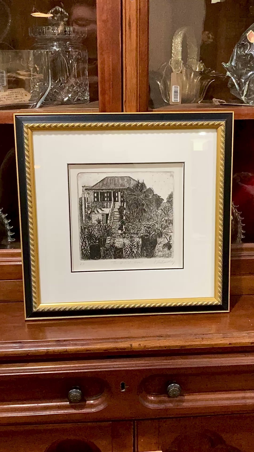 Vintage Roland Richardson Artist Proof New Orleans "The Artists Home" Framed Etching