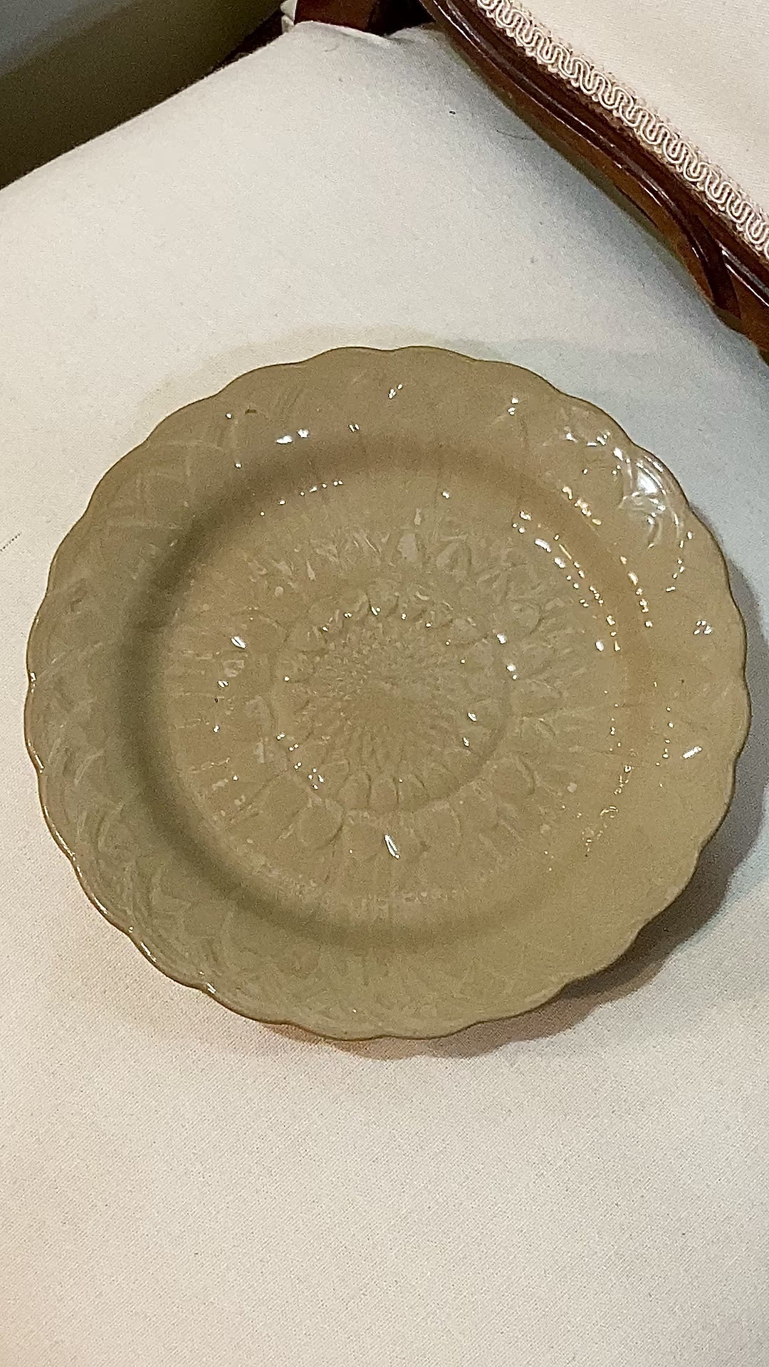 Antique 19th Century Wedgwood Caneware Beige Sunflower Plate