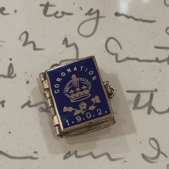 Antique 1902 King Edward VII Coronation Miniature Commemorative Photograph Book Charm Pendant