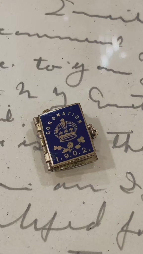 Antique 1902 King Edward VII Coronation Miniature Commemorative Photograph Book Charm Pendant