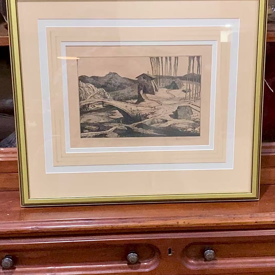 Antique Edward Bouverie Hoyton St. Hubert's Chapel Framed Landscape Etching