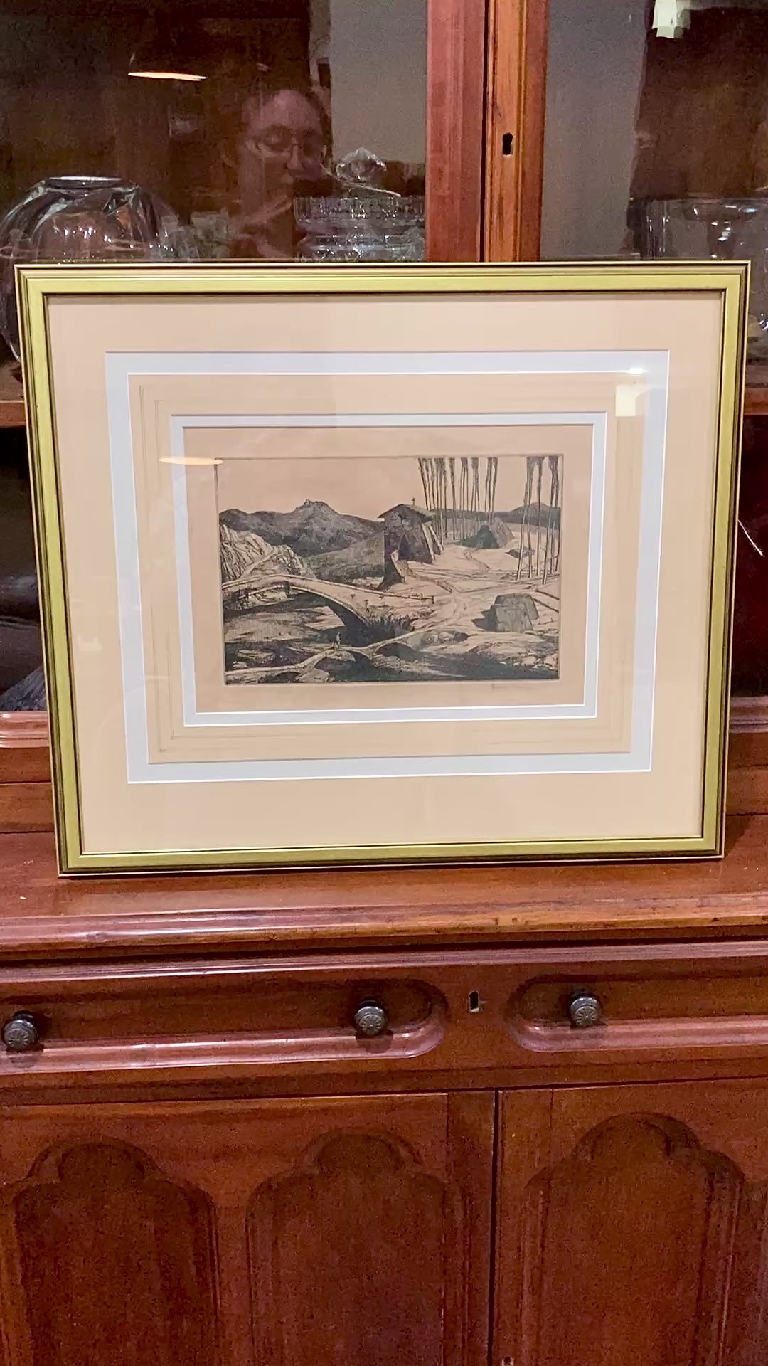 Antique Edward Bouverie Hoyton St. Hubert's Chapel Framed Landscape Etching