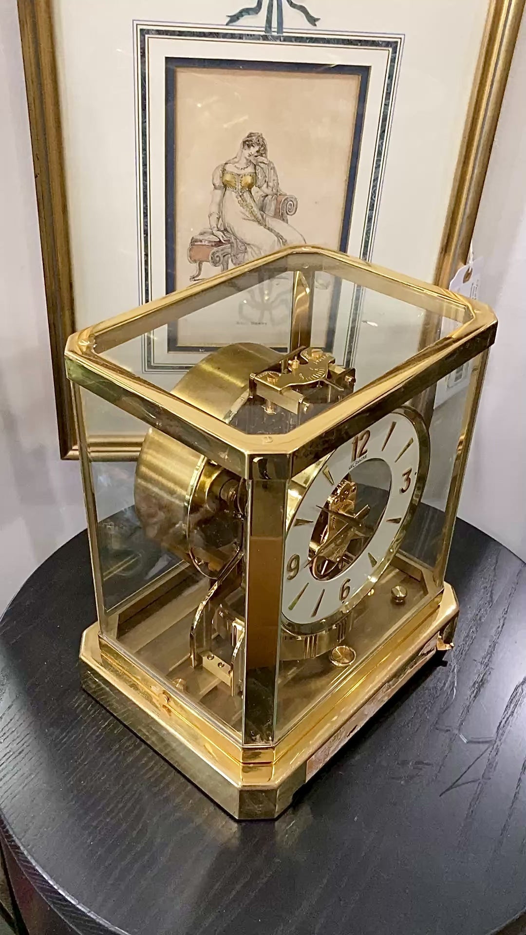 Vintage 1960's LeCoultre White Front Brass Atmos Clock