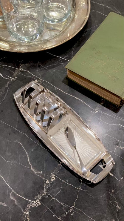 Vintage 1940s Gerard & Co Silver Plated Butter Toast Rack Breakfast Caddy