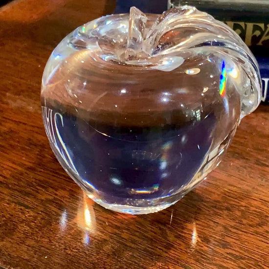 Vintage Princess House Clear Glass Apple Shaped Paperweight