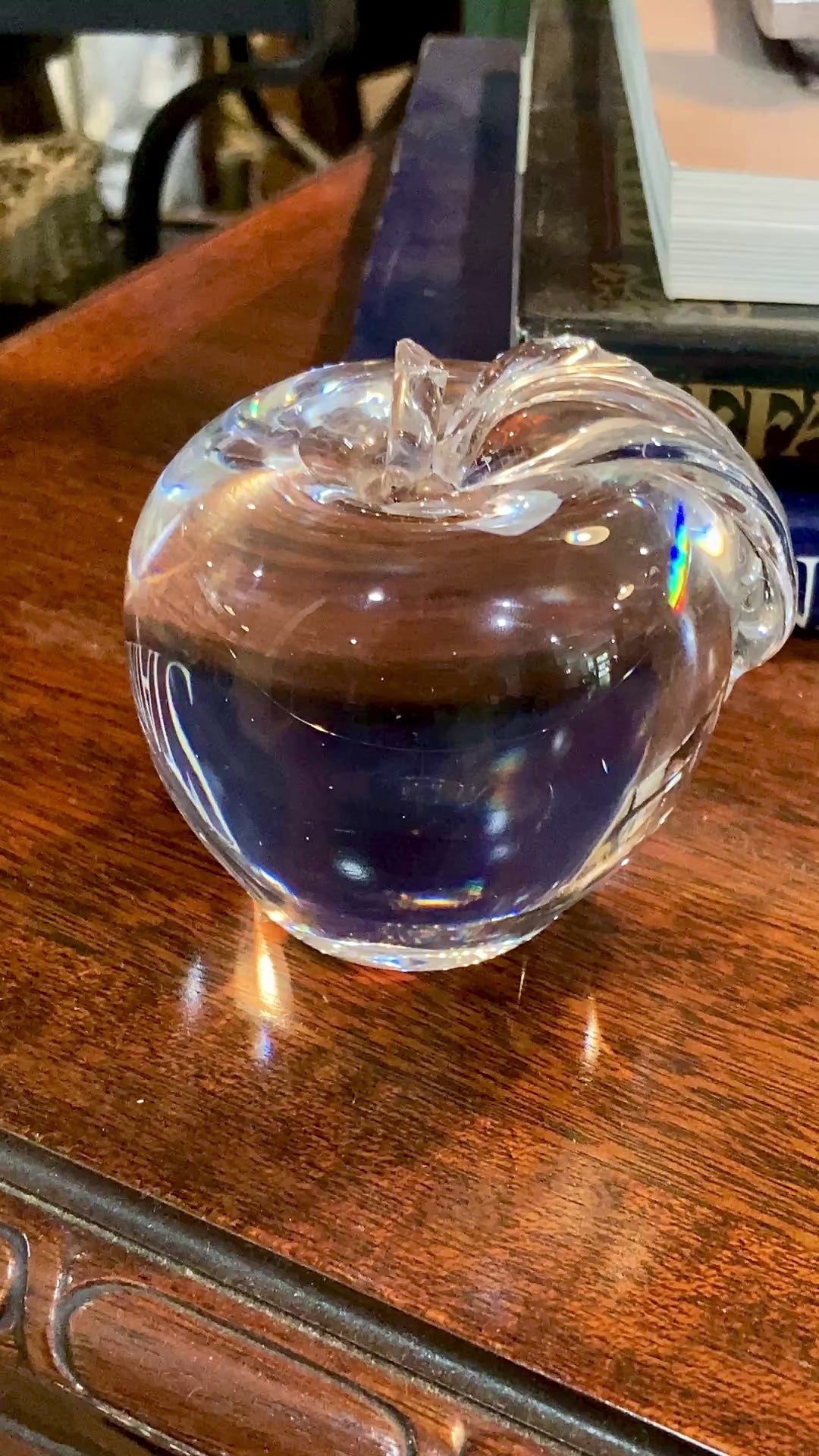 Vintage Princess House Clear Glass Apple Shaped Paperweight