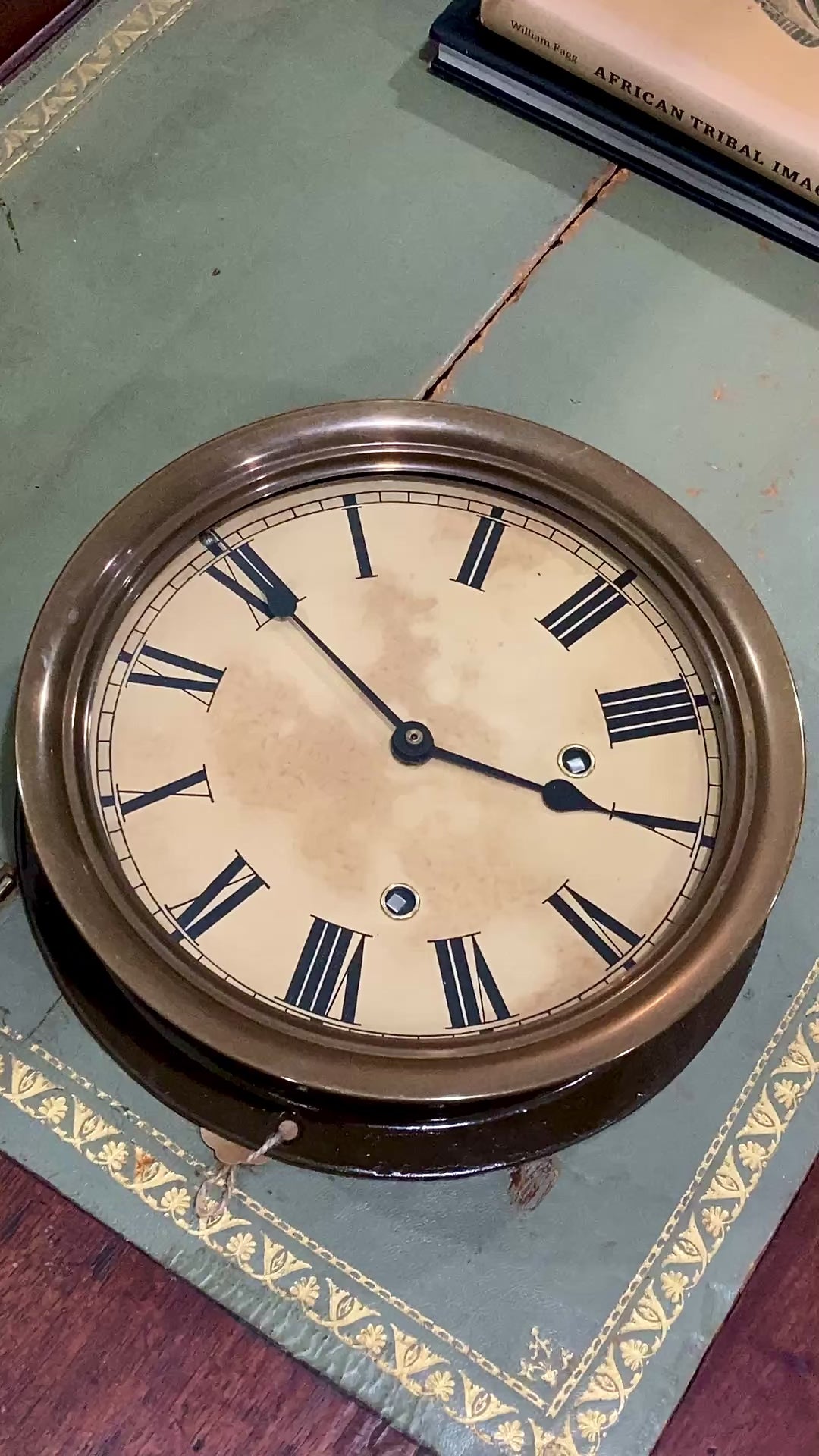 Antique 1924 American Schäffer & Budenberg Brass Case Marine Bulkhead Wall Clock