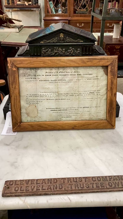 Antique 1820 President Andrew Jackson Signed Steubenville OH Framed Land Grant