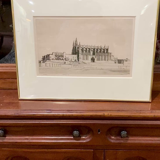 Antique Robert Sargent Austin Palma Cathedral Framed Etching Print
