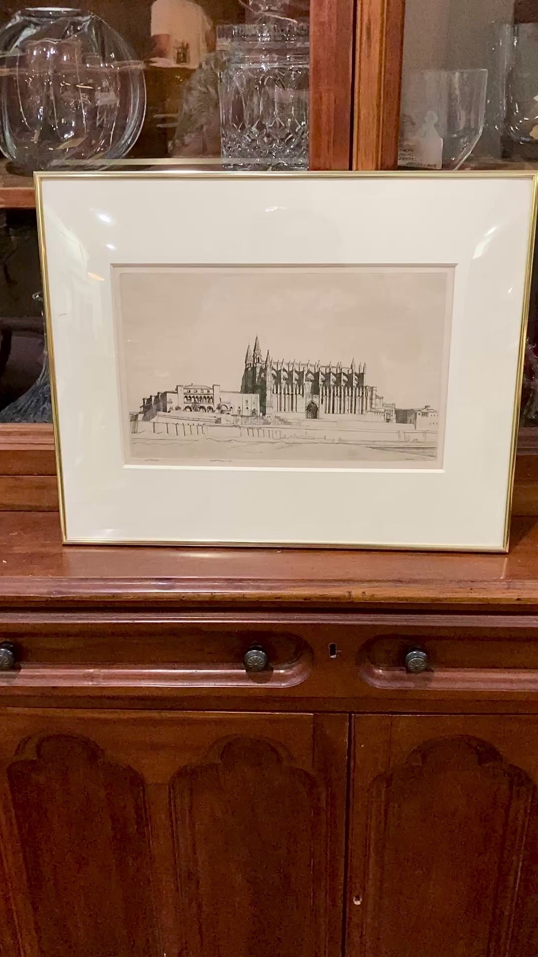 Antique Robert Sargent Austin Palma Cathedral Framed Etching Print