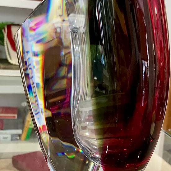 Modern 2000's Kosta Boda Goran Warff Wine Red Mirage Heavy Glass Vase