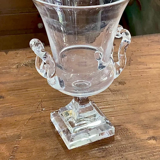 Antique 1930s Steuben Clear Crystal Double Handled Urn Shaped Vase