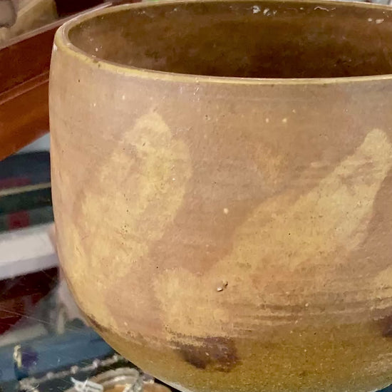 Vintage MCM Phyllis Seltzer Beige Stoneware Pottery Planter Pot
