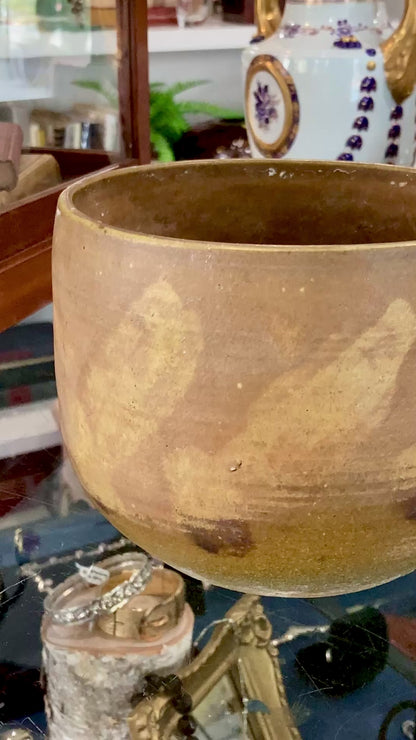 Vintage MCM Phyllis Seltzer Beige Stoneware Pottery Planter Pot