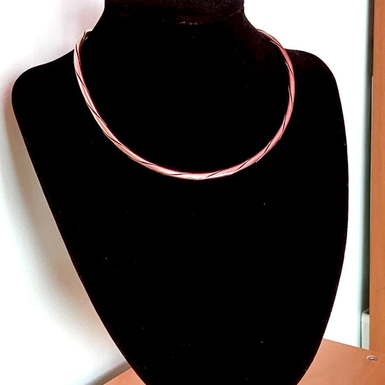 Vintage Georg Jensen Sterling Silver Twist Choker Neck Ring Necklace