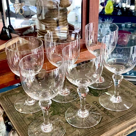 Set of Six Vintage 1960s Baccarat France Normandie Claret Crystal Wine Glasses